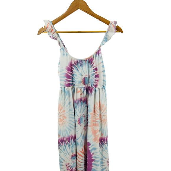 32° Cool Degrees Maxi Dress Ruffle Strap Purple Blue Tie Dye Youth large 12/14 - Picture 5 of 10